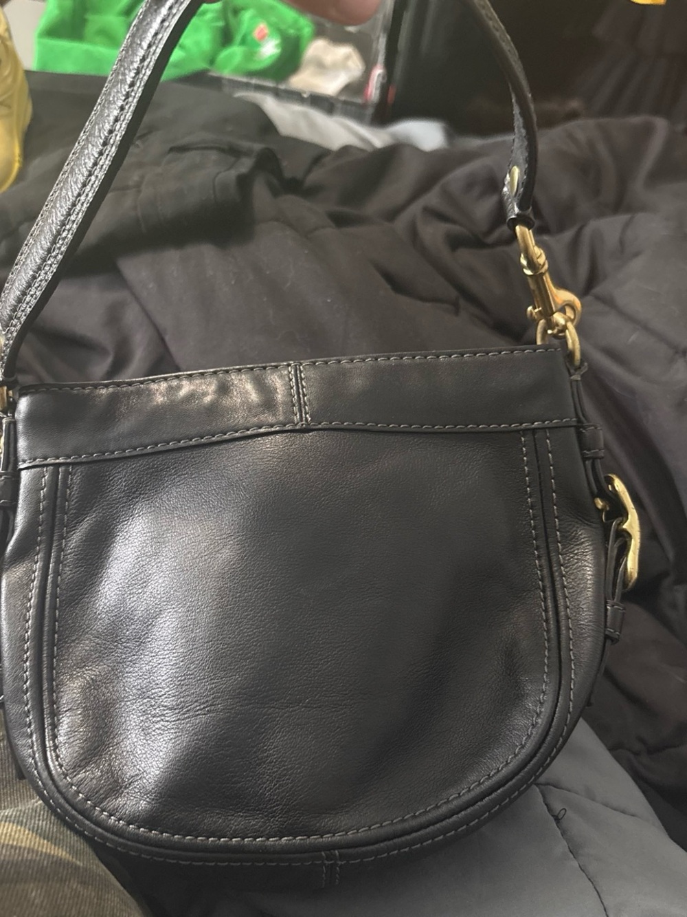 Rare Mini Black Leather Zoe COACH Bag with Gold Hardware
